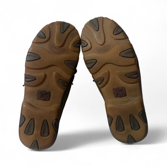 Twisted X Moccasins Size 6.5 M Floral Tooled Leather Driving Mocs Shoes Brown  - Picture 4 of 8